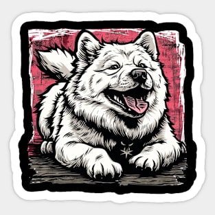 Retro Art Samoyed Dog Lover Sticker